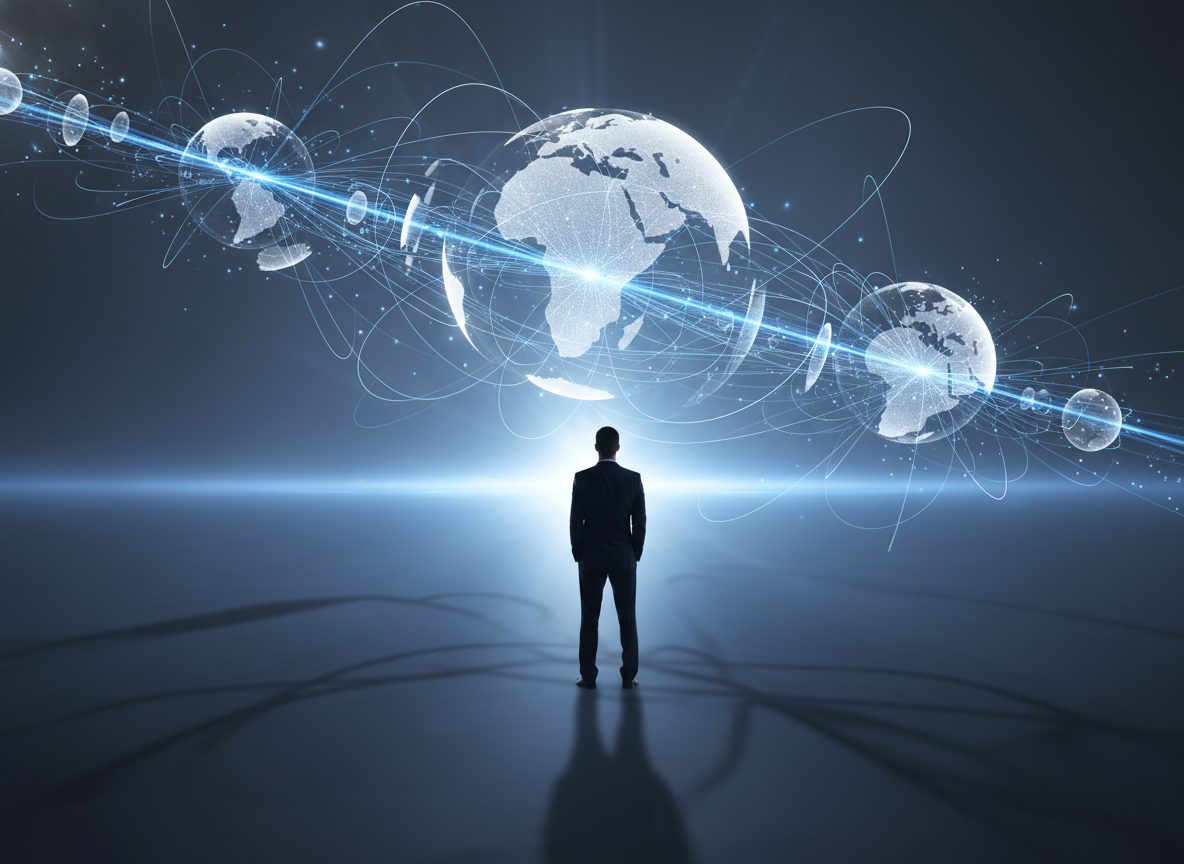 Abstract global connections and growth representing interconnected business networks